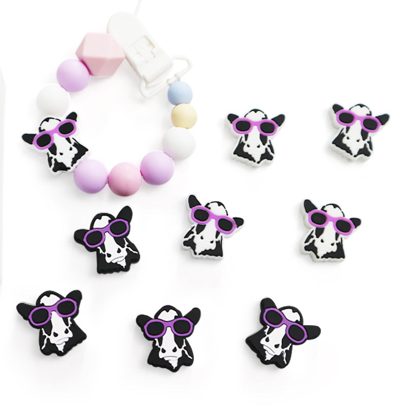 Wholesale 10pcs Silicone Cartoon Cow Loose Beads